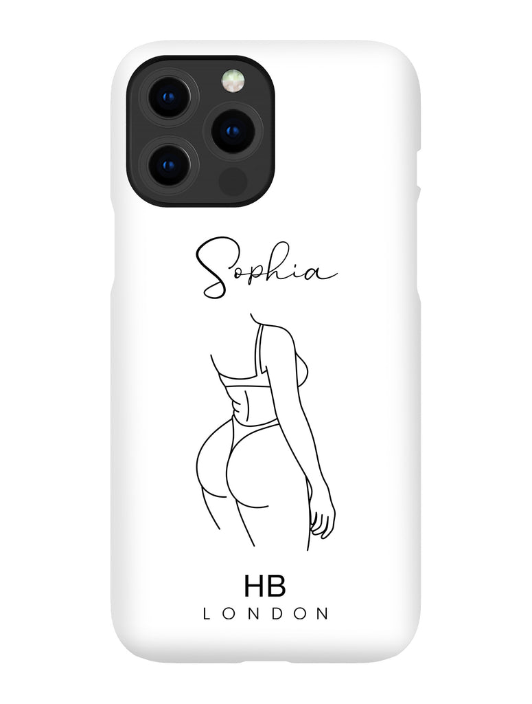 Personalised Line Art Back with Script Font Initial Phone Case - HB LONDON