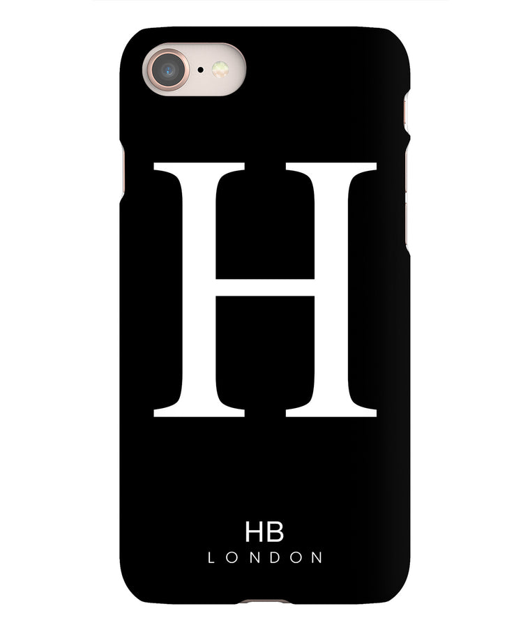 Personalised Black Single Initial with White Font Phone Case - HB LONDON