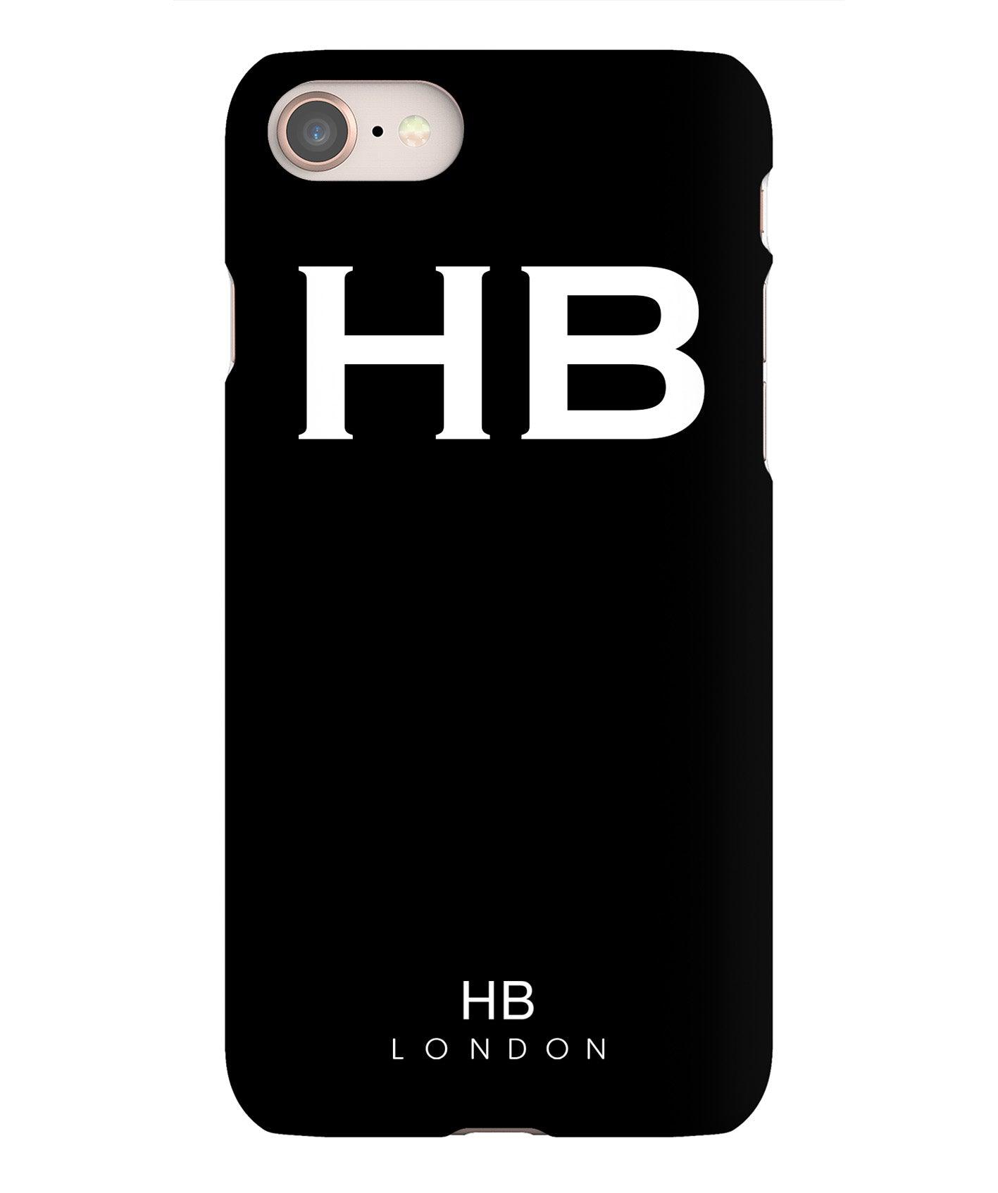 Personalised Black with White Font Initial Phone Case - HB LONDON