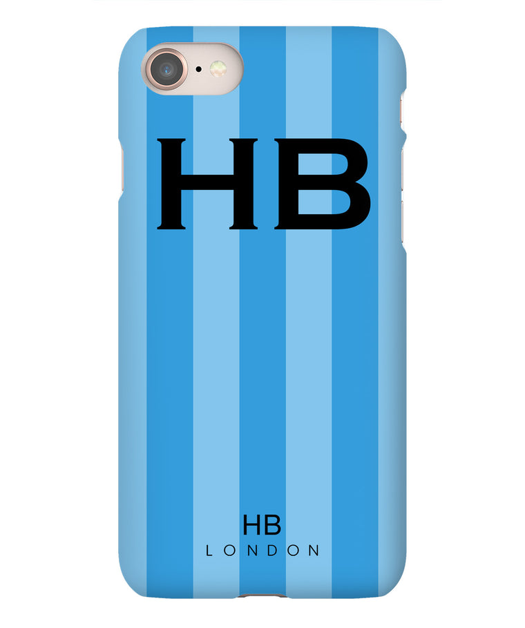 Personalised Blue Stripe with Black Font Initial Phone Case - HB LONDON