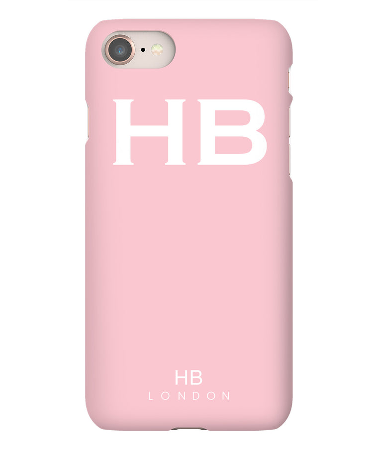 Personalised Blush with White Font Initial Phone Case - HB LONDON