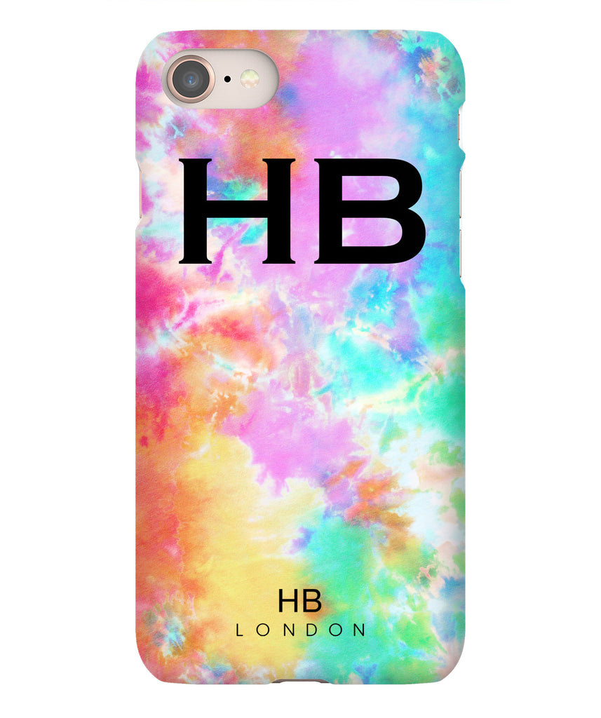 Personalised Colour Pop Tie Dye with Black Font Initial Phone Case - HB LONDON