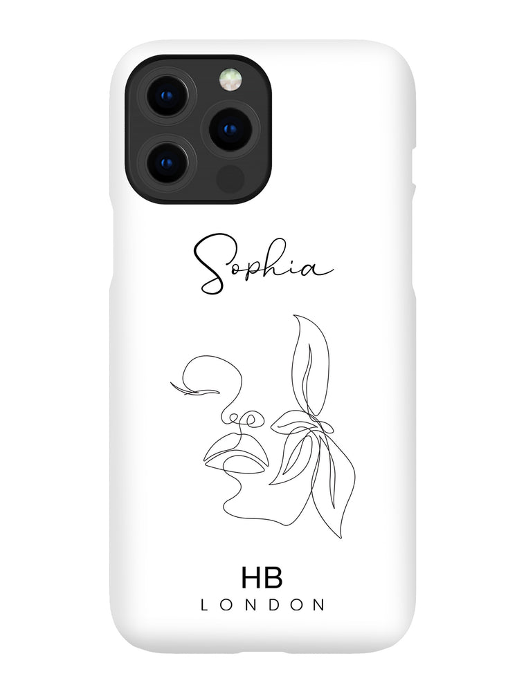 Personalised Line Art Face with Script Font Initial Phone Case - HB LONDON
