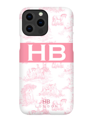 Personalised Pink French Toile with Original Font Initial Phone Case - HB LONDON