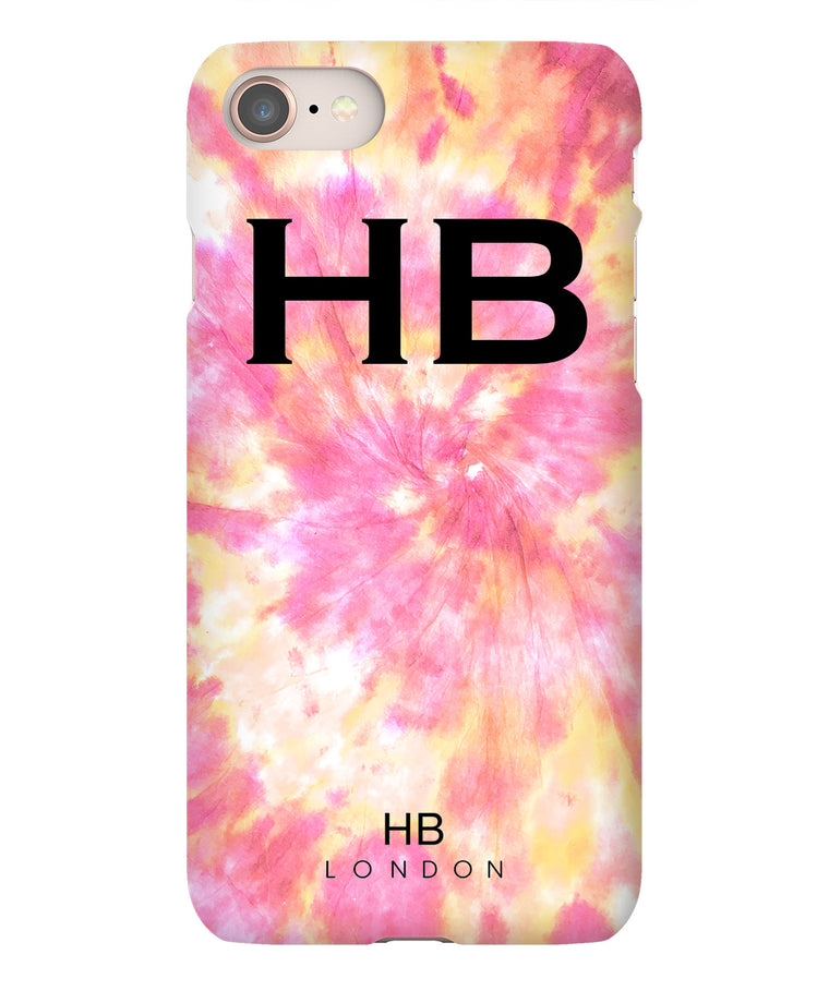 Personalised Fruit Salad Tie Dye with Black Font Initial Phone Case - HB LONDON