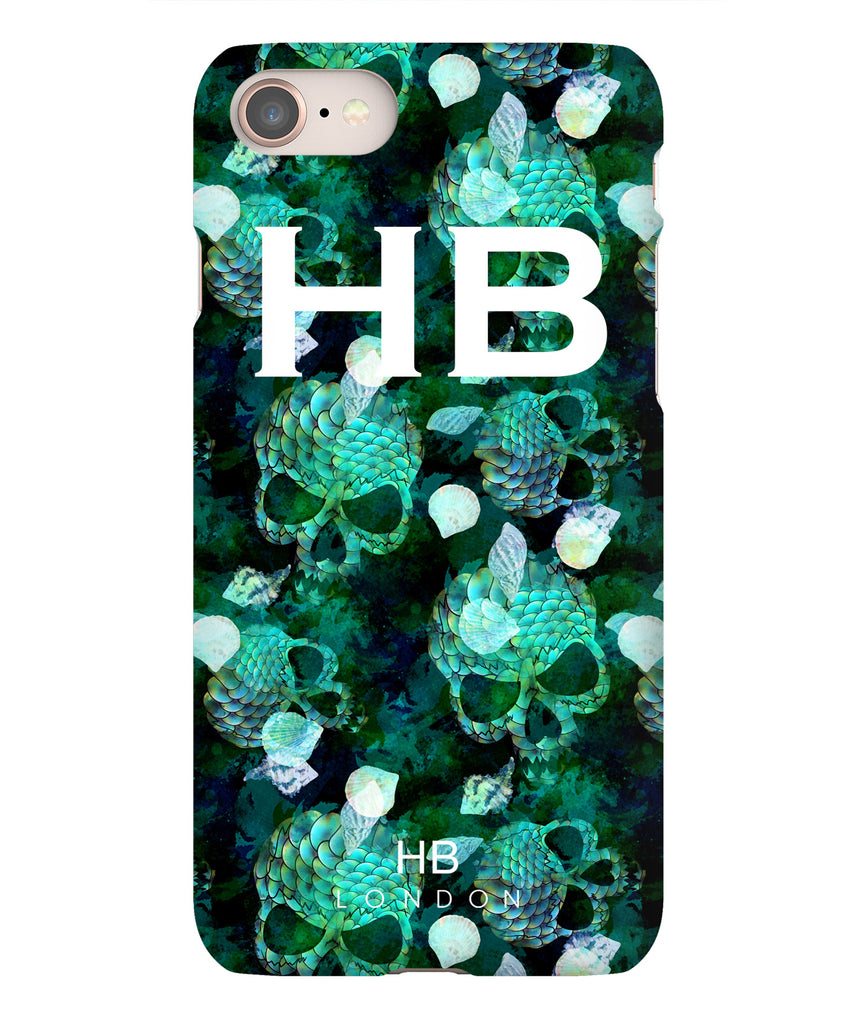 Personalised Green Mermaid Skull Initial Phone Case - HB LONDON