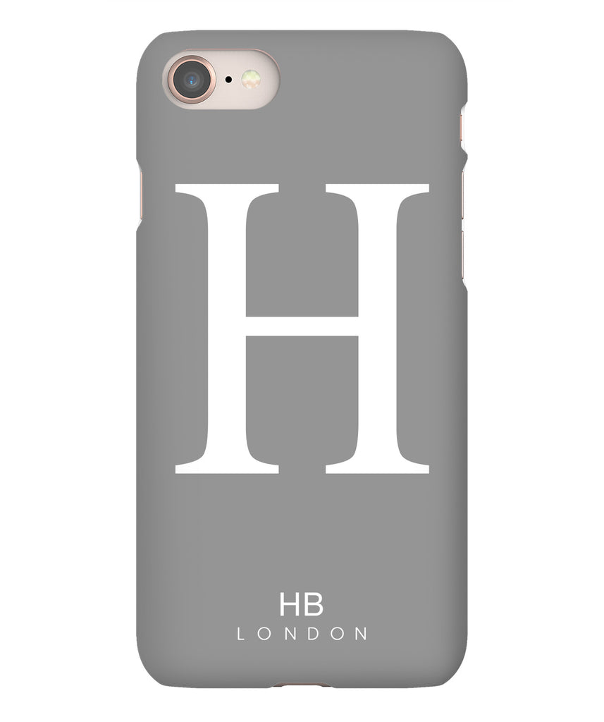 Personalised Grey Single Initial with White Font Phone Case - HB LONDON