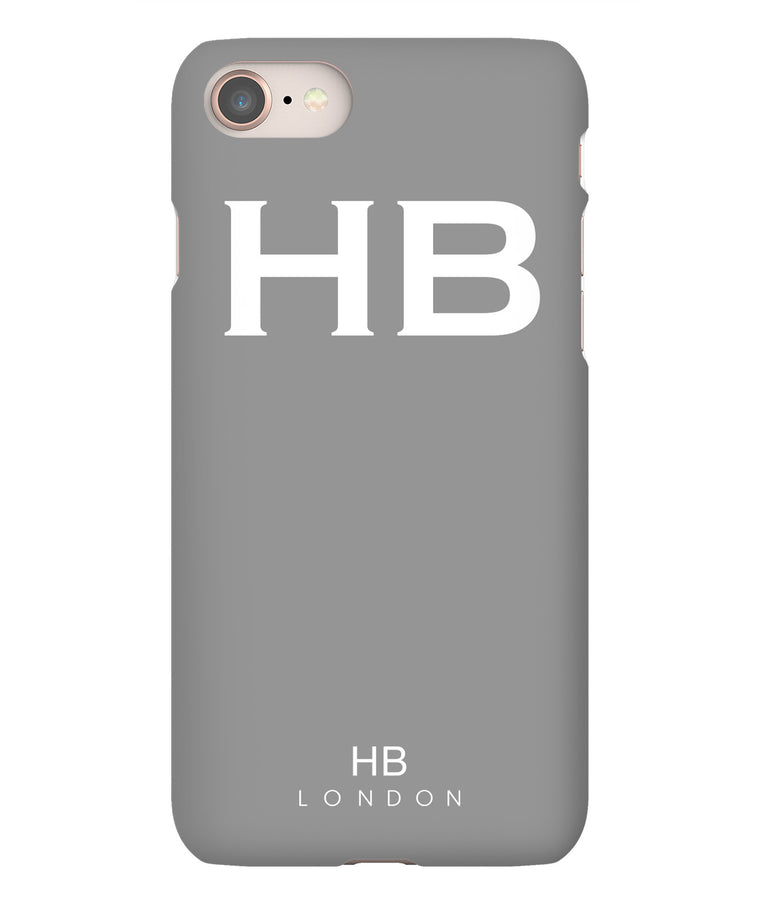 Personalised Grey with White Font Initial Phone Case - HB LONDON