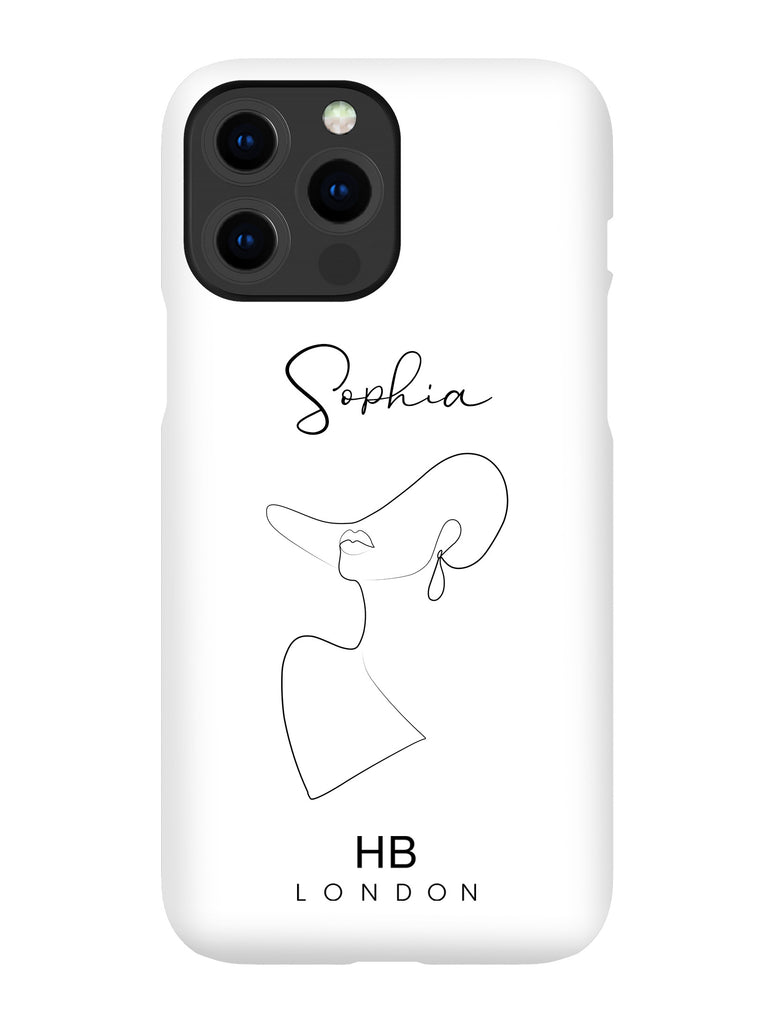 Personalised Line Art Hat with Script Font Initial Phone Case - HB LONDON