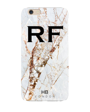 Personalised Natural Cracked Marble Initial Phone Case - HB LONDON