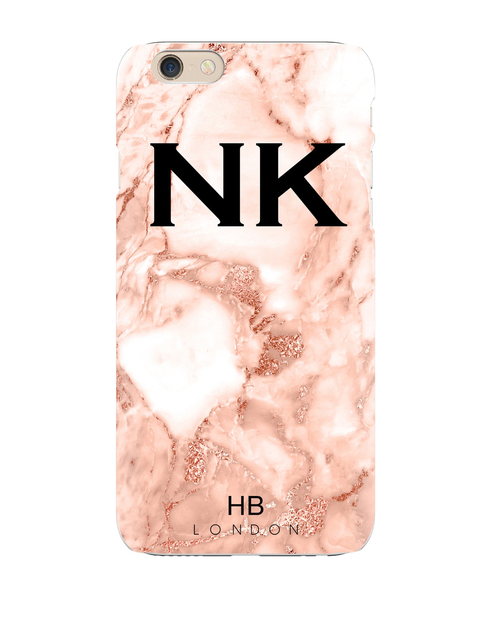 Personalised Rose Gold Marble Foil Initial Phone Case - HB LONDON