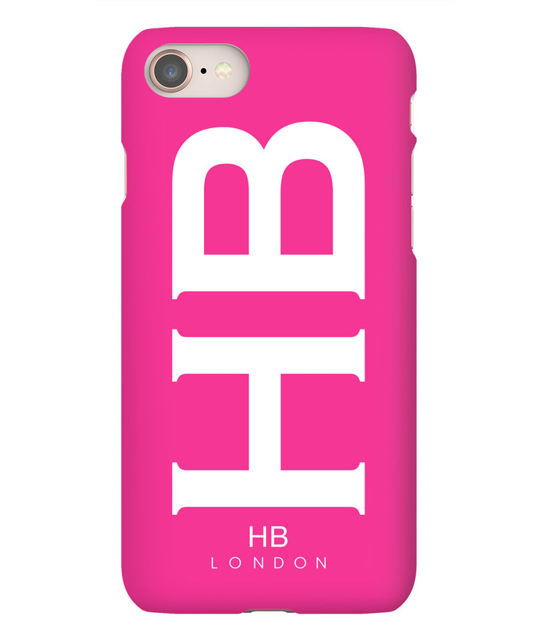 Personalised Hot Pink XL with White Font Initial Phone Case - HB LONDON