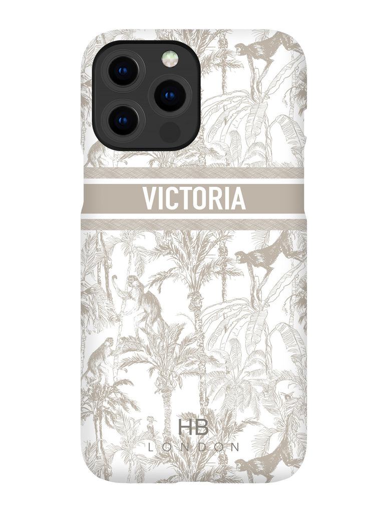 Personalised Greige Jungle Toile with Designer Font Initial Phone Case - HB LONDON