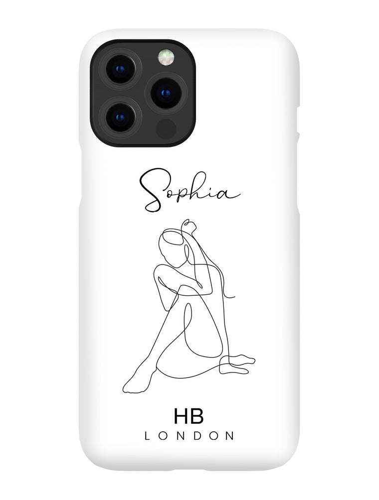 Personalised Line Art Knee Up with Script Font Initial Phone Case - HB LONDON