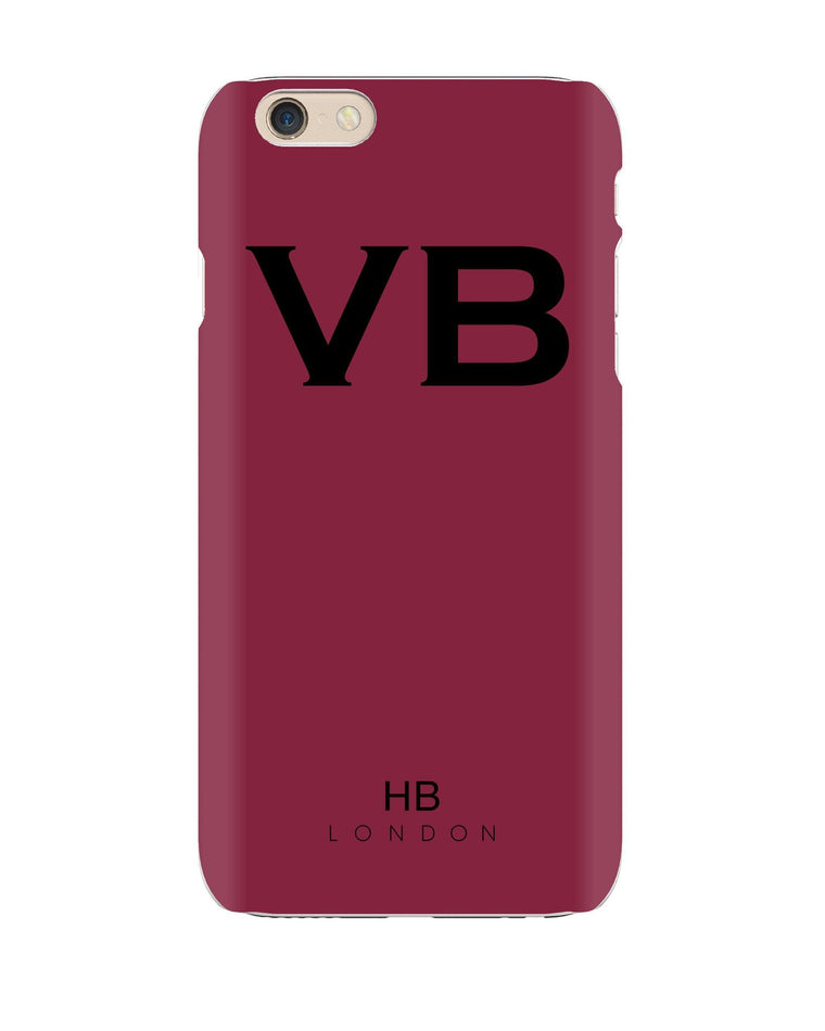 Personalised Maroon Initial Phone Case with Black Font - HB LONDON