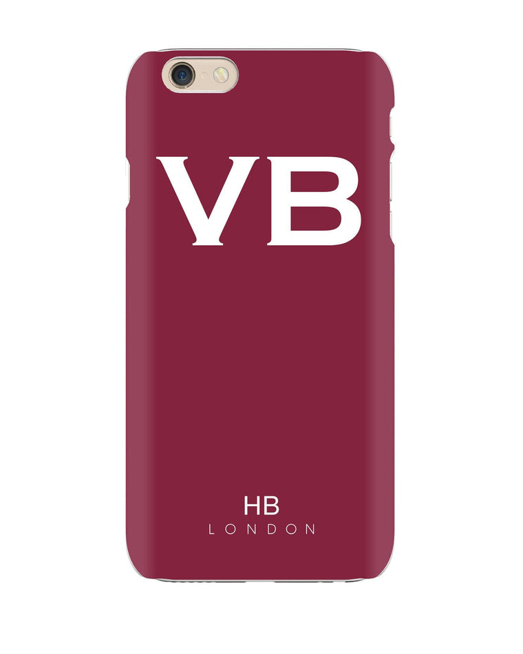 Personalised Maroon Initial Phone Case with White Font - HB LONDON