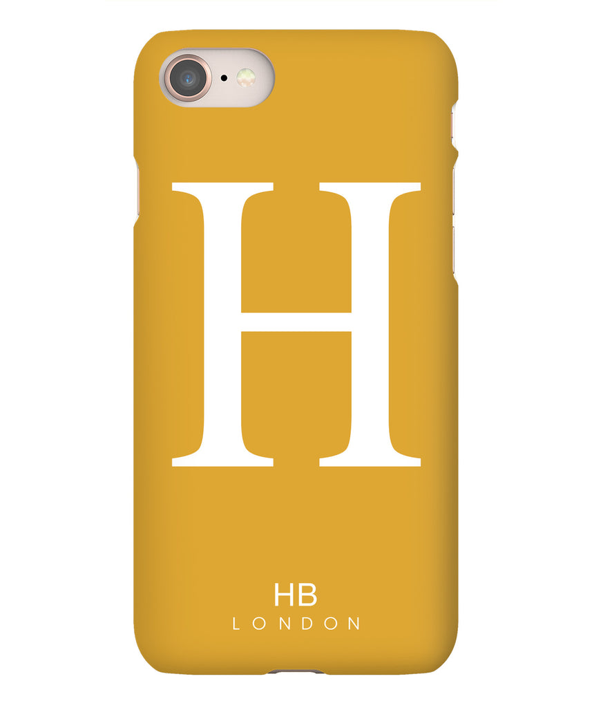 Personalised Mustard Single Initial with White Font Phone Case - HB LONDON