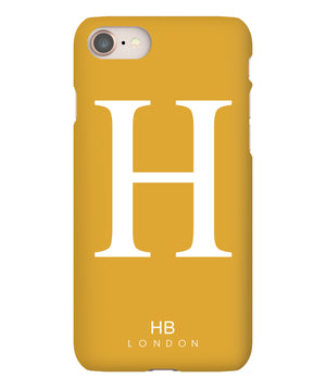 Personalised Mustard Single Initial with White Font Phone Case - HB LONDON