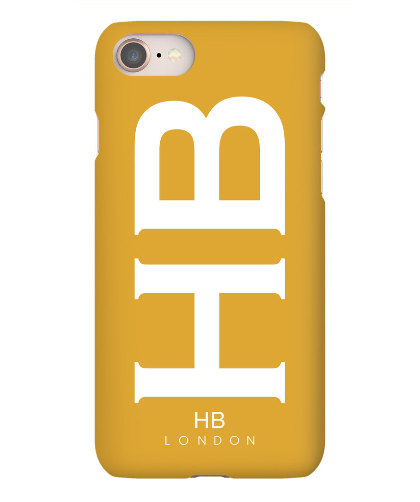 Personalised Mustard XL with White Font Initial Phone Case - HB LONDON