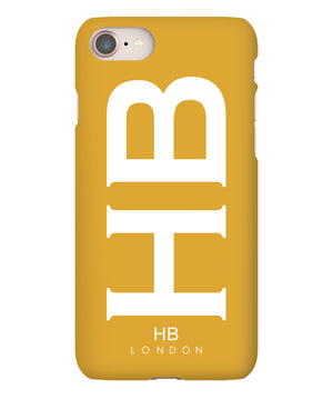 Personalised Mustard XL with White Font Initial Phone Case - HB LONDON