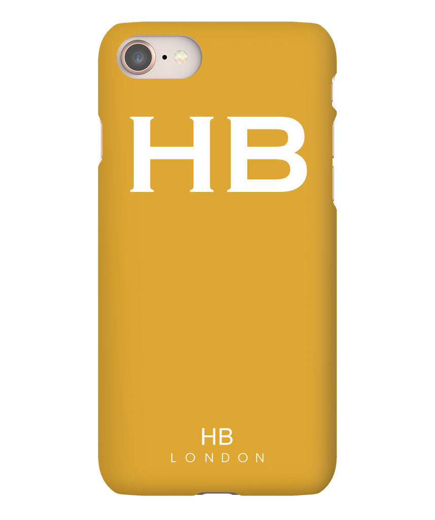 Personalised Mustard with White Font Initial Phone Case - HB LONDON