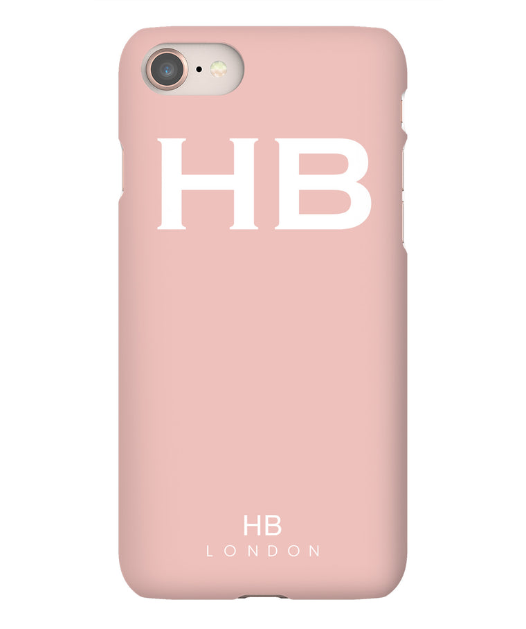 Personalised Nude Pink with White Font Initial Phone Case - HB LONDON