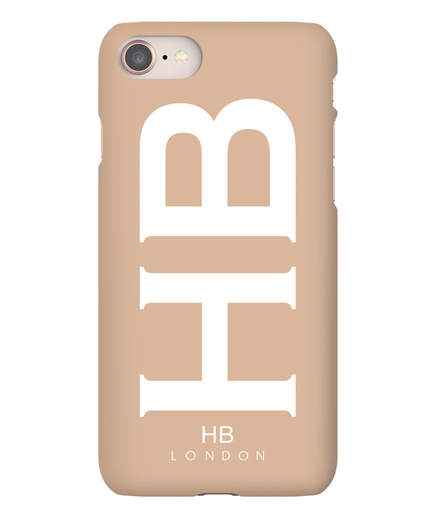 Personalised Nude XL with White Font Initial Phone Case - HB LONDON