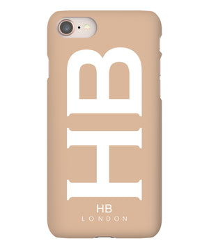 Personalised Nude XL with White Font Initial Phone Case - HB LONDON