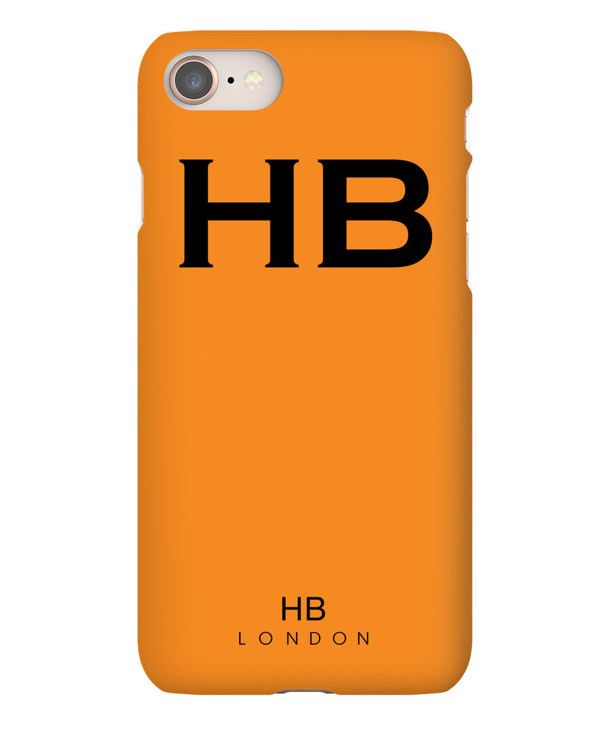 Personalised Orange with Black Font Initial Phone Case - HB LONDON