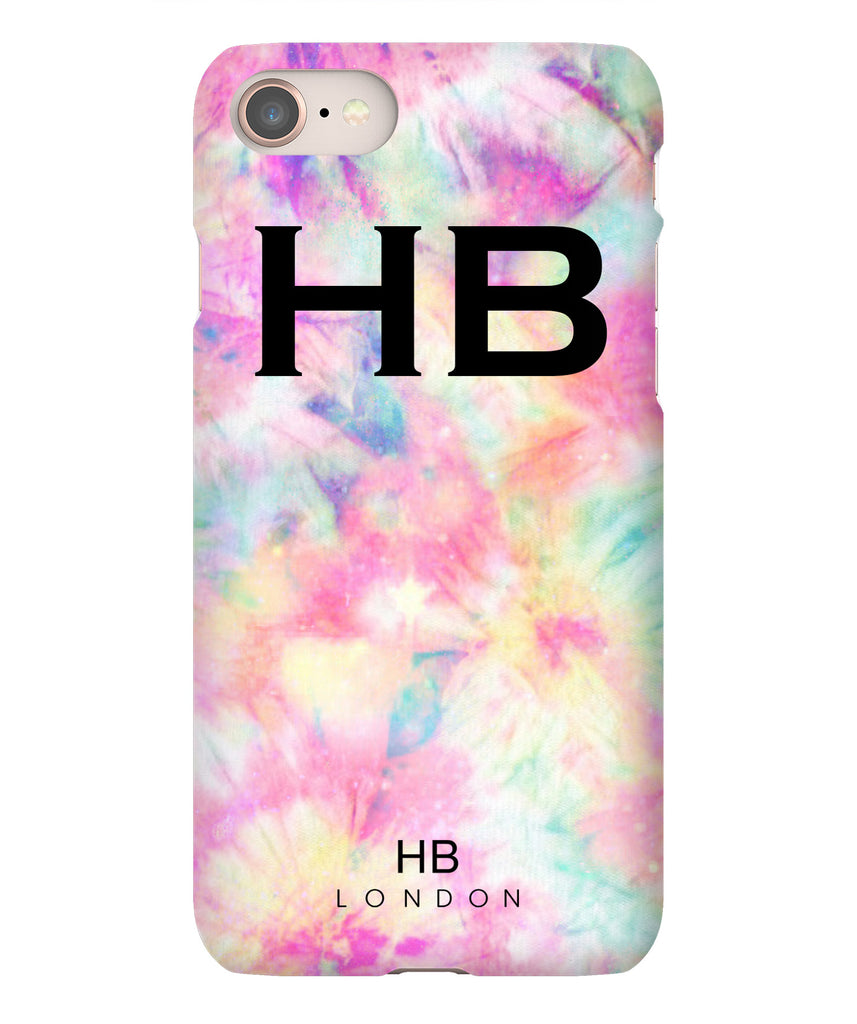 Personalised Pastel Tie Dye with Black Font Initial Phone Case - HB LONDON