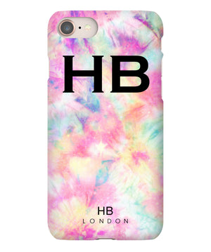 Personalised Pastel Tie Dye with Black Font Initial Phone Case - HB LONDON