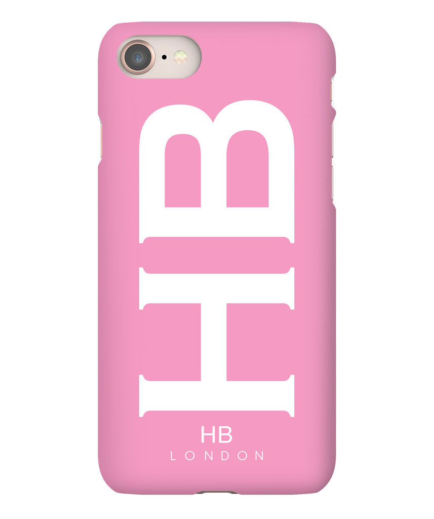 Personalised Pink XL with White Font Initial Phone Case - HB LONDON