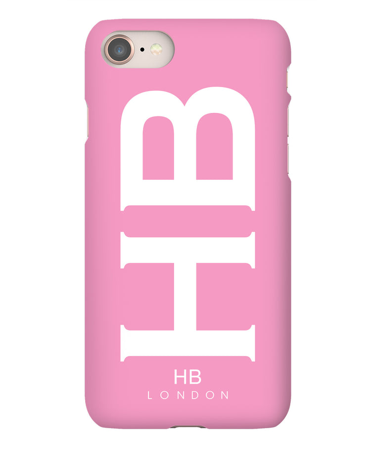 Personalised Pink XL with White Font Initial Phone Case - HB LONDON