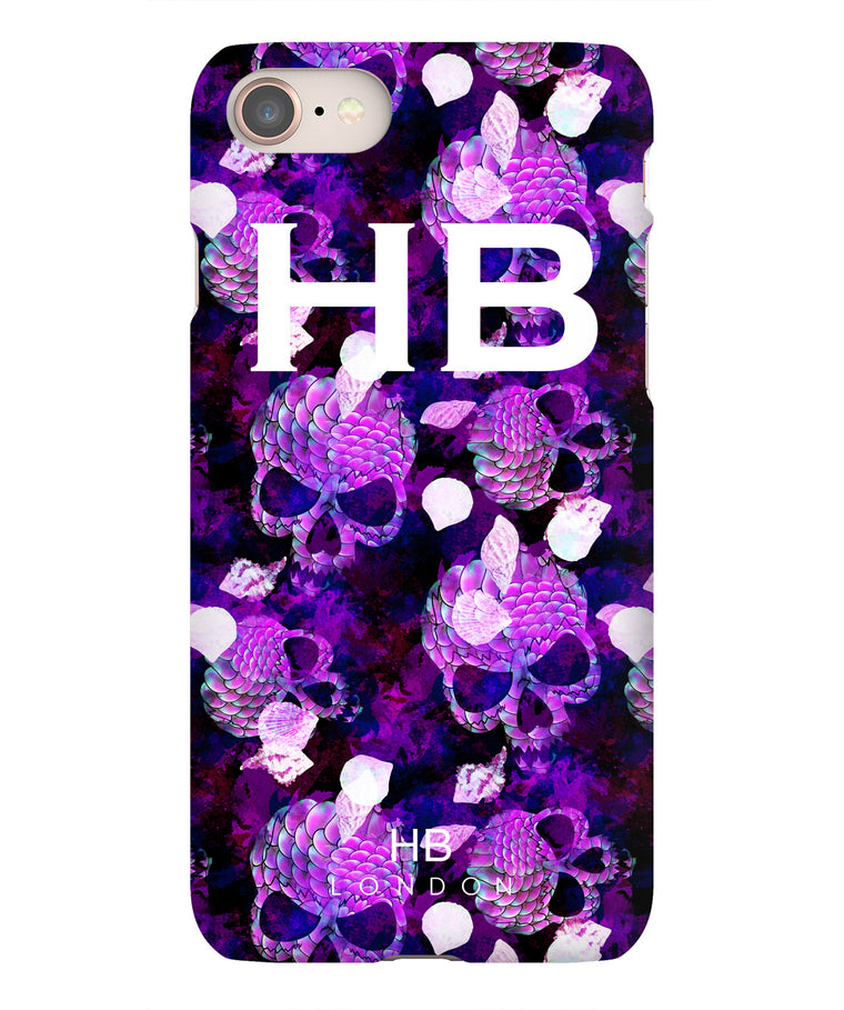 Personalised Purple Mermaid Skull Initial Phone Case - HB LONDON