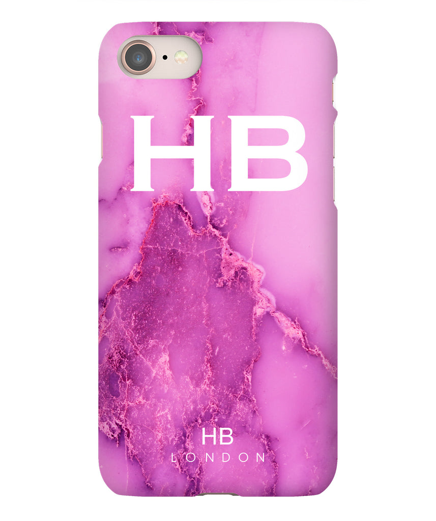 Personalised Purple Natural Marble with White Font Initial Phone Case - HB LONDON