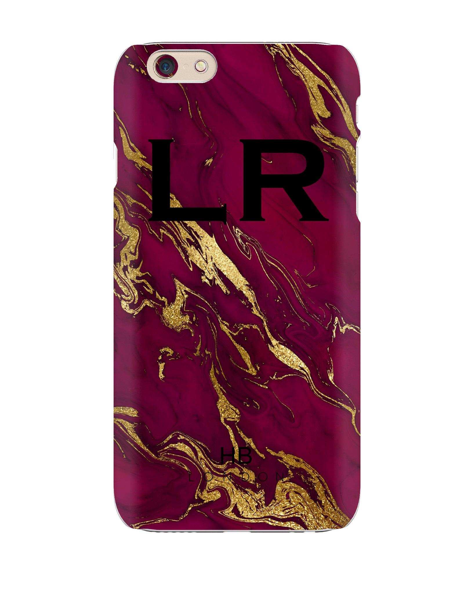 Personalised Purple and Gold Marble with Black Font Initial Phone Case - HB LONDON