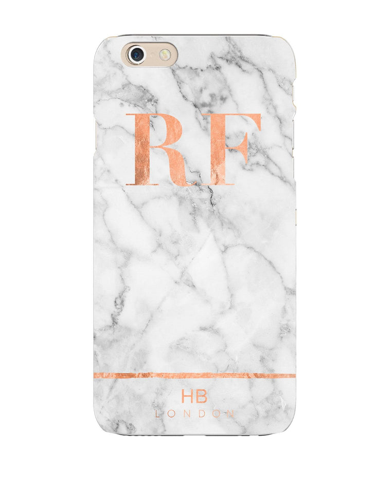 Personalised Rose Gold and Marble Stripe Initial Phone Case - HB LONDON