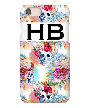 Personalised Skull and Feathers Initial Phone Case - HB LONDON