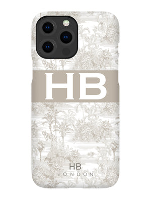 Personalised Greige Tiger Toile with Original Font Initial Phone Case - HB LONDON