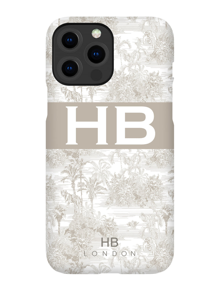 Personalised Greige Tiger Toile with Original Font Initial Phone Case - HB LONDON