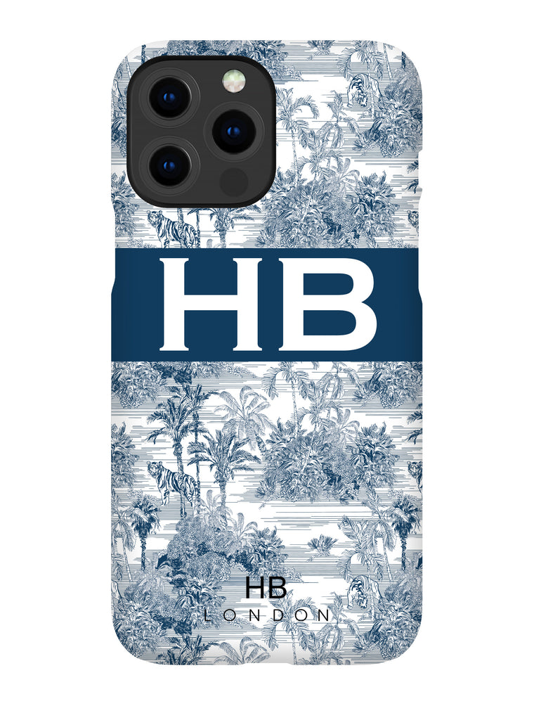 Personalised Navy Tiger Toile with Original Font Initial Phone Case - HB LONDON