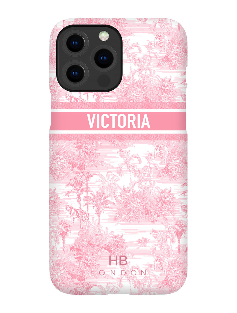Personalised Pink Tiger Toile with Designer Font Initial Phone Case - HB LONDON