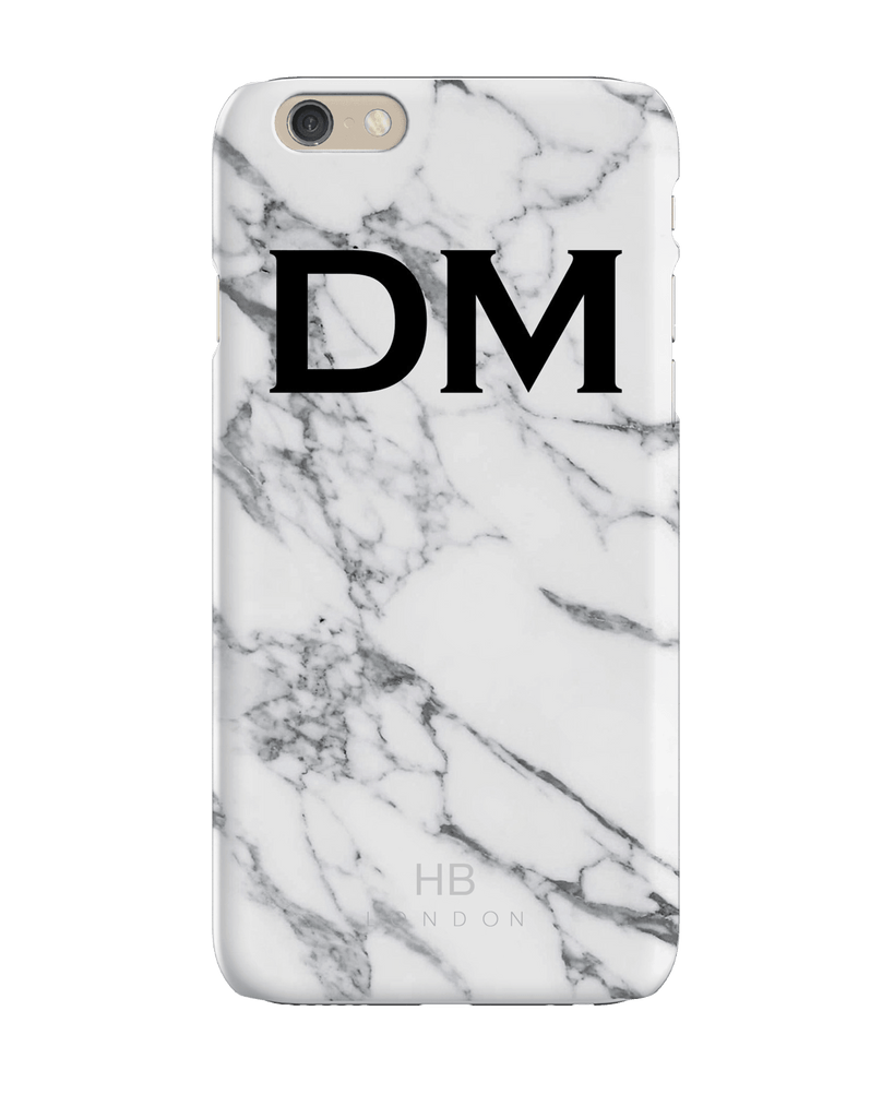 Personalised White Marble Initial Phone Case - HB LONDON