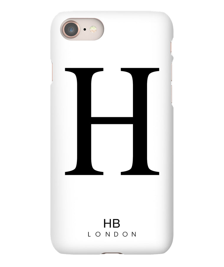 Personalised White Single Initial with Black Font Phone Case - HB LONDON