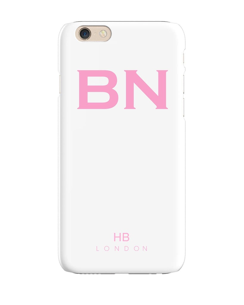 Personalised White with Pink Font Initial Phone Case - HB LONDON