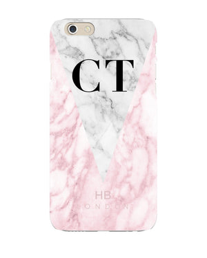 Personalised Pink and White Marble Initial Phone Case - HB LONDON