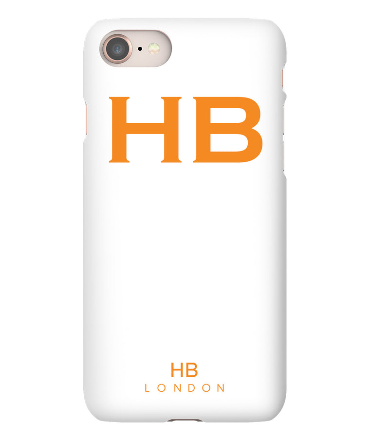 Personalised White with Orange Font Initial Phone Case - HB LONDON