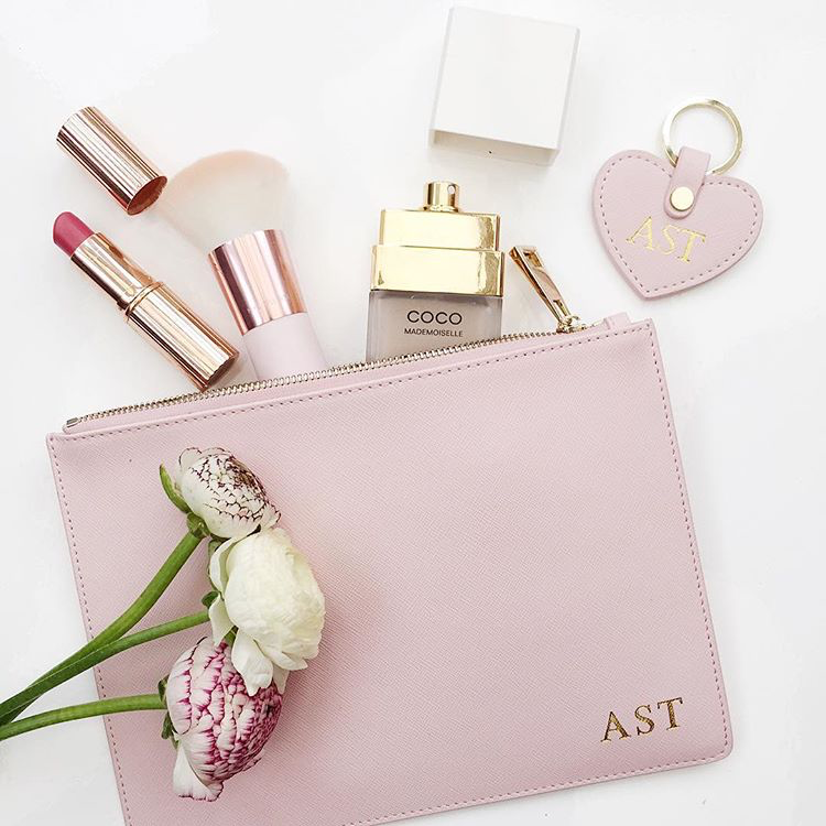 Blush Saffiano Leather Clutch | Pouch Bag - HB LONDON