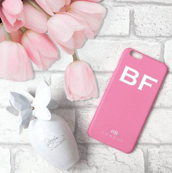 Personalised Pink Initial Phone Case with White Font - HB LONDON
