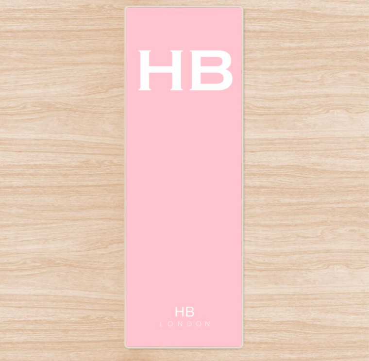 Personalised Blush with White Font Initial Yoga Mat - HB LONDON